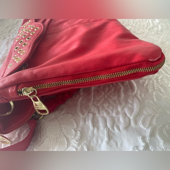 Steve Madden Red/Orange Large Tote Shoulder Bag Extendable Logo Detachable Strap - Picture 11 of 17